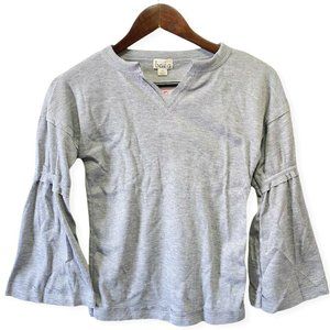 Baea Los Angeles Women's Sz XS/ L Thermal Boho Flare Long Sleeve V-Neck Top Gray